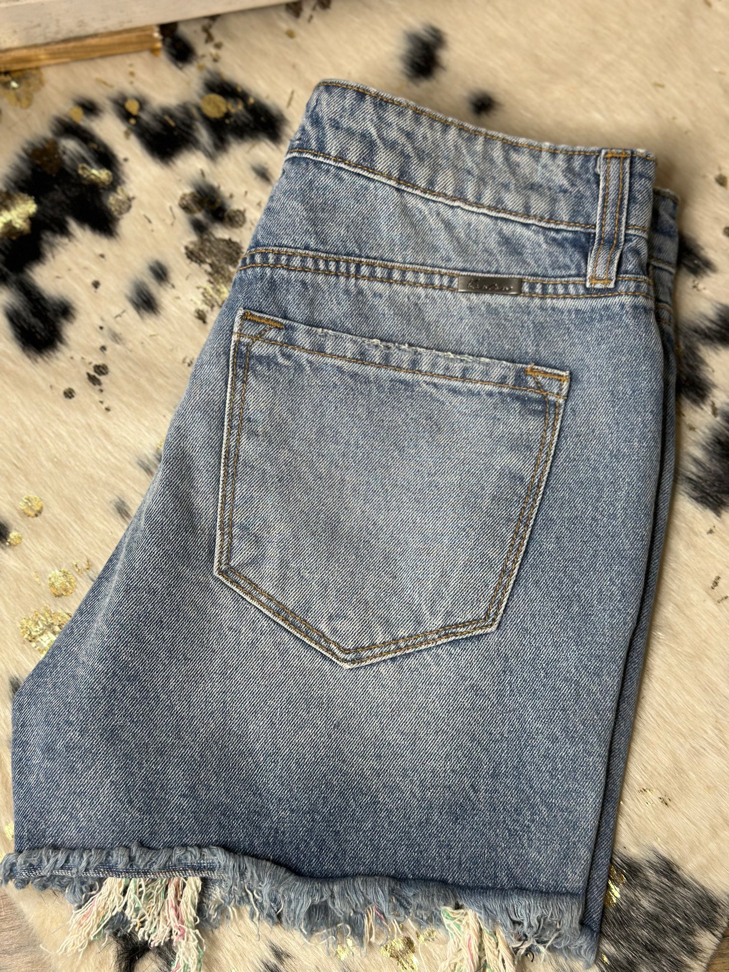 KanCan Multi Colored Distressed Short