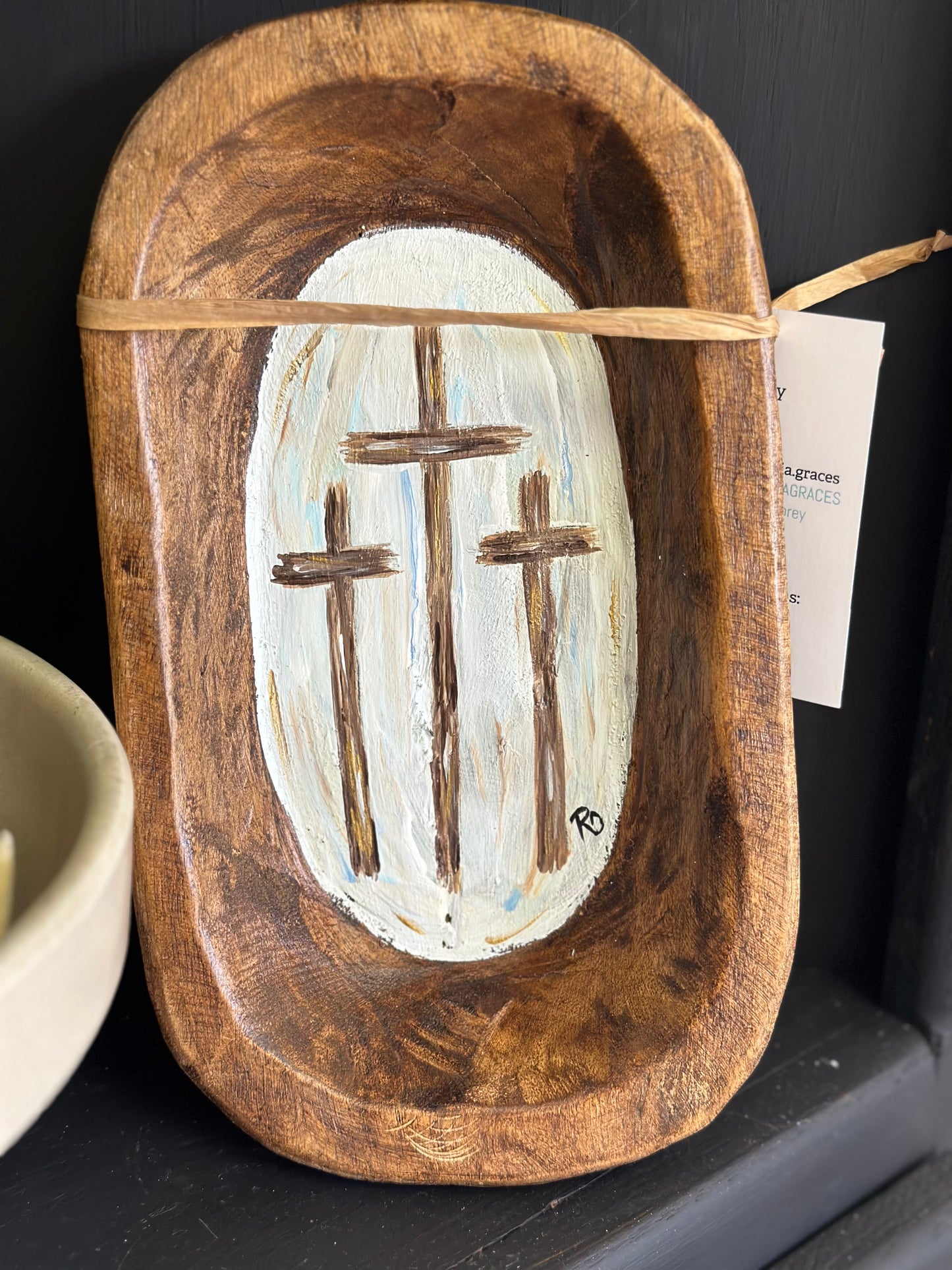 Hand Painted Three Cross Dough Bowl