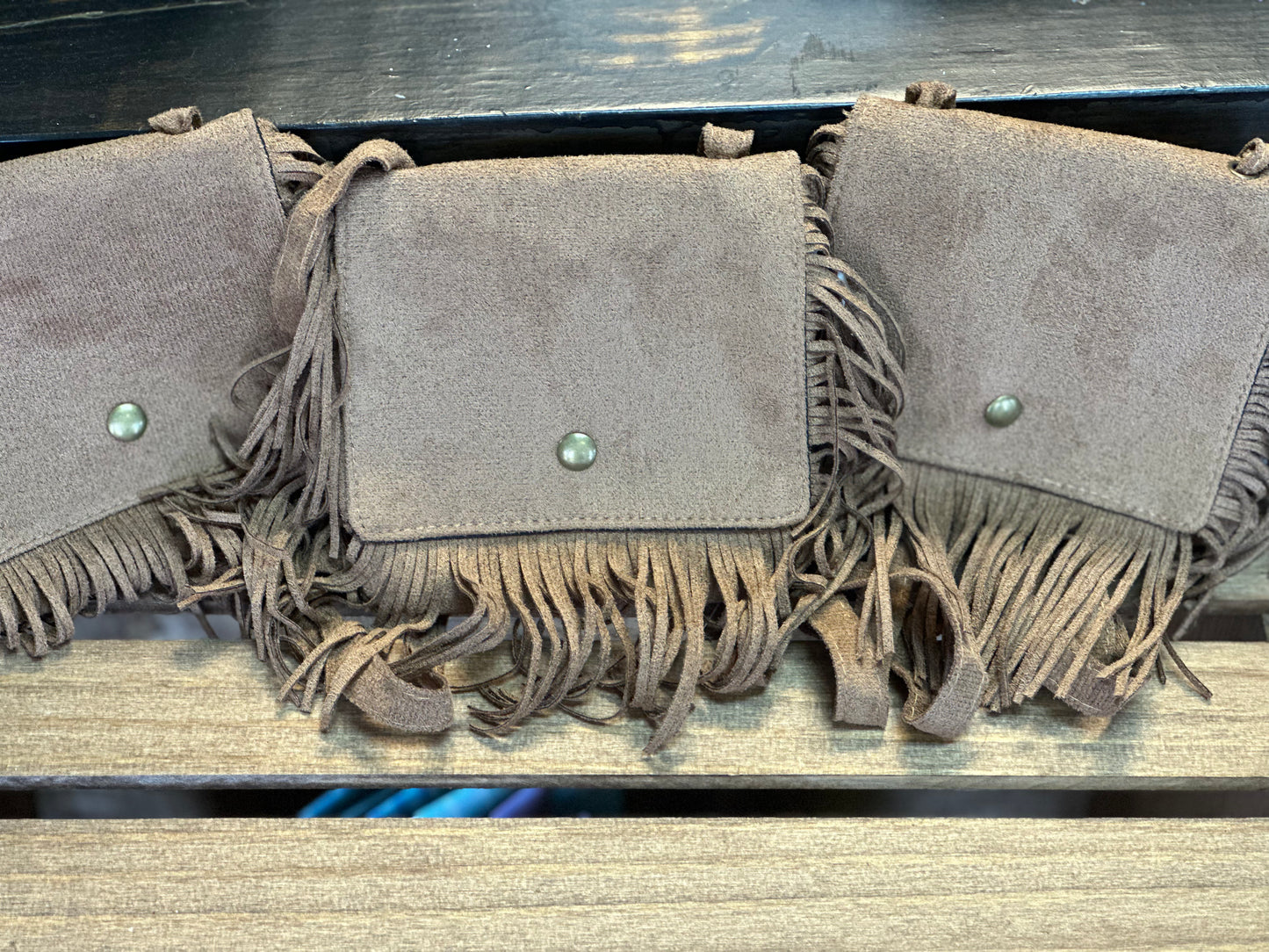 Kid's Brown Suede Fringe Purse