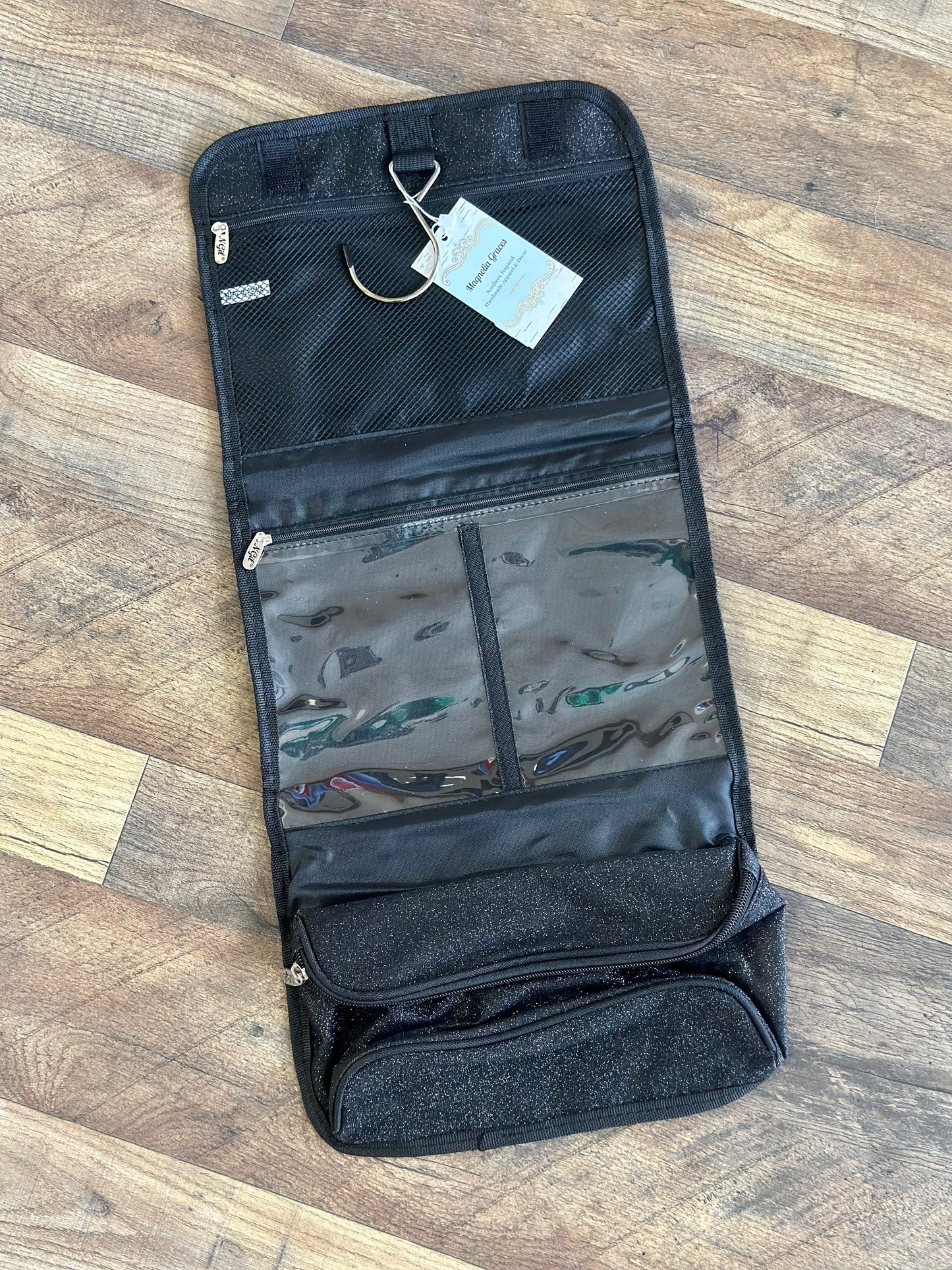 Black Glitter Roll Up Cosmetic/Travel Bag