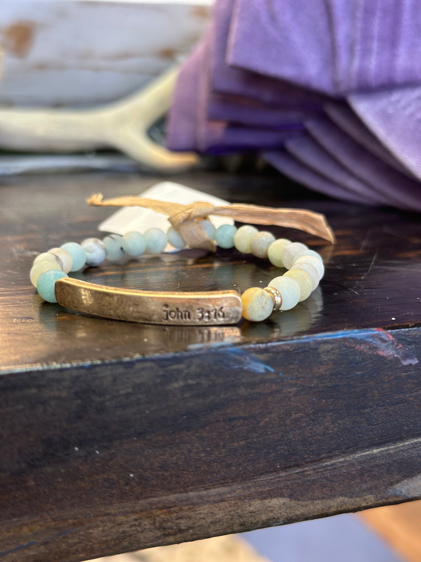 John 3:16 Beaded Bar Bracelet
