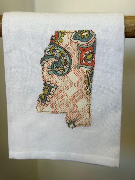 Mississippi Turquoise/Coral Hand Towel