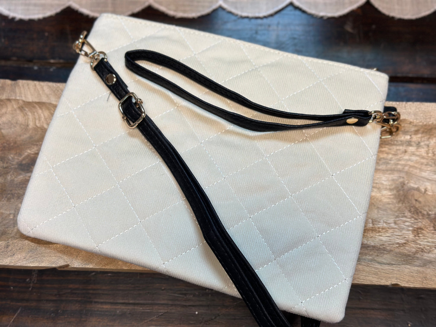 Cream Corded/Quilted Bag