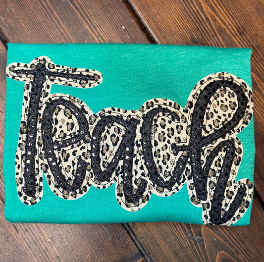 Leopard "Teach" Applique Tee
