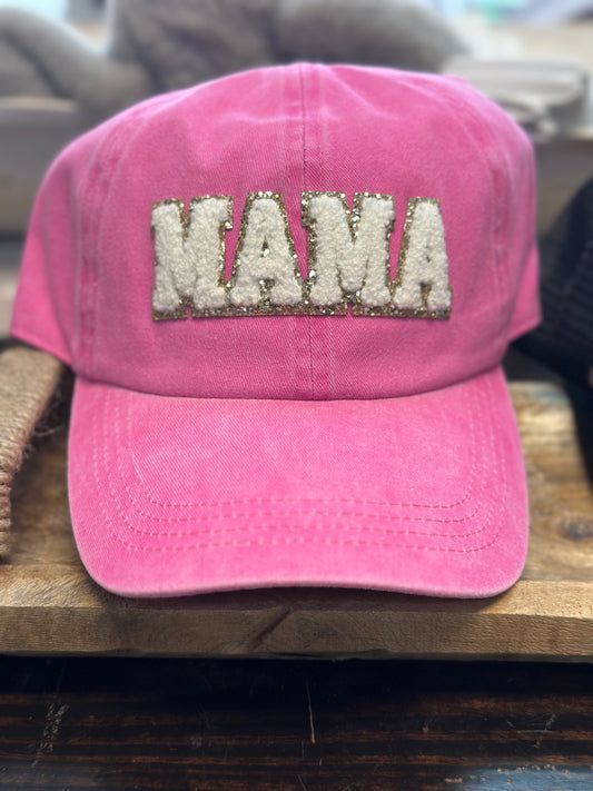 Mineral Wash Chenille "MAMA" Hat