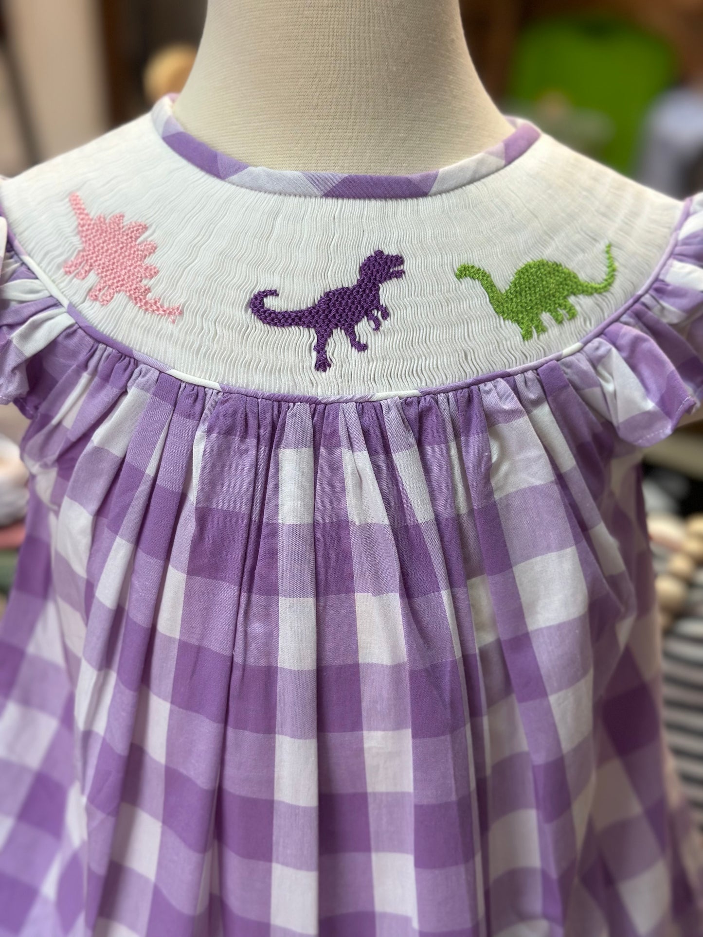 Dinosaur Smocked Bishop Girl Bubble Short Set