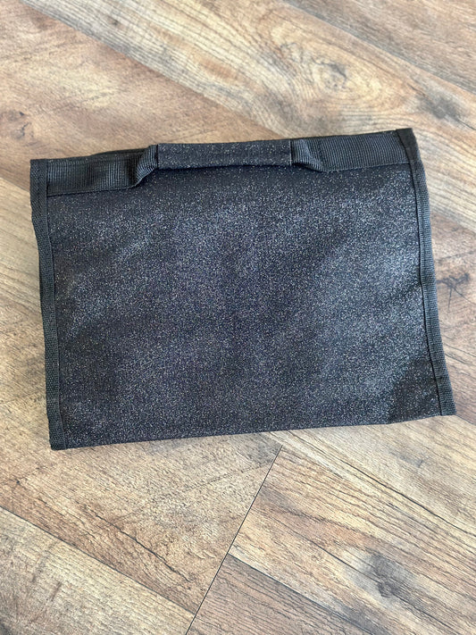 Black Glitter Roll Up Cosmetic/Travel Bag