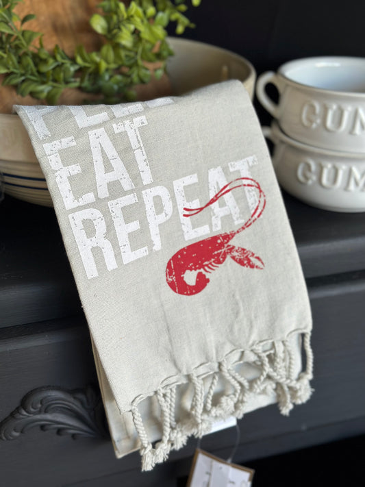 Peel Eat Repeat Crawfish Hand Towel