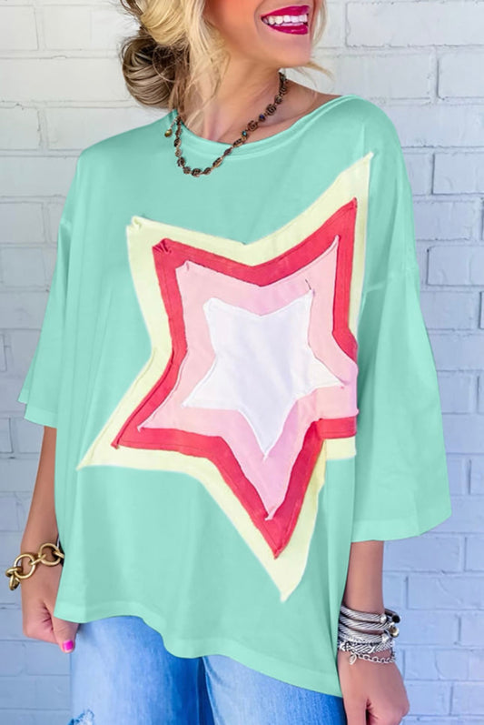 Colorblock Star Oversized Tee