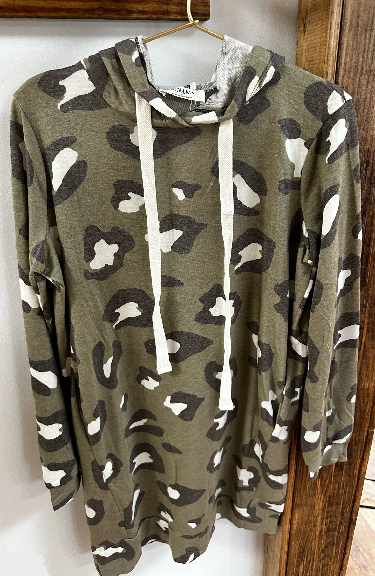 Soft French Terry Leopard Longline Hoodie Dress
