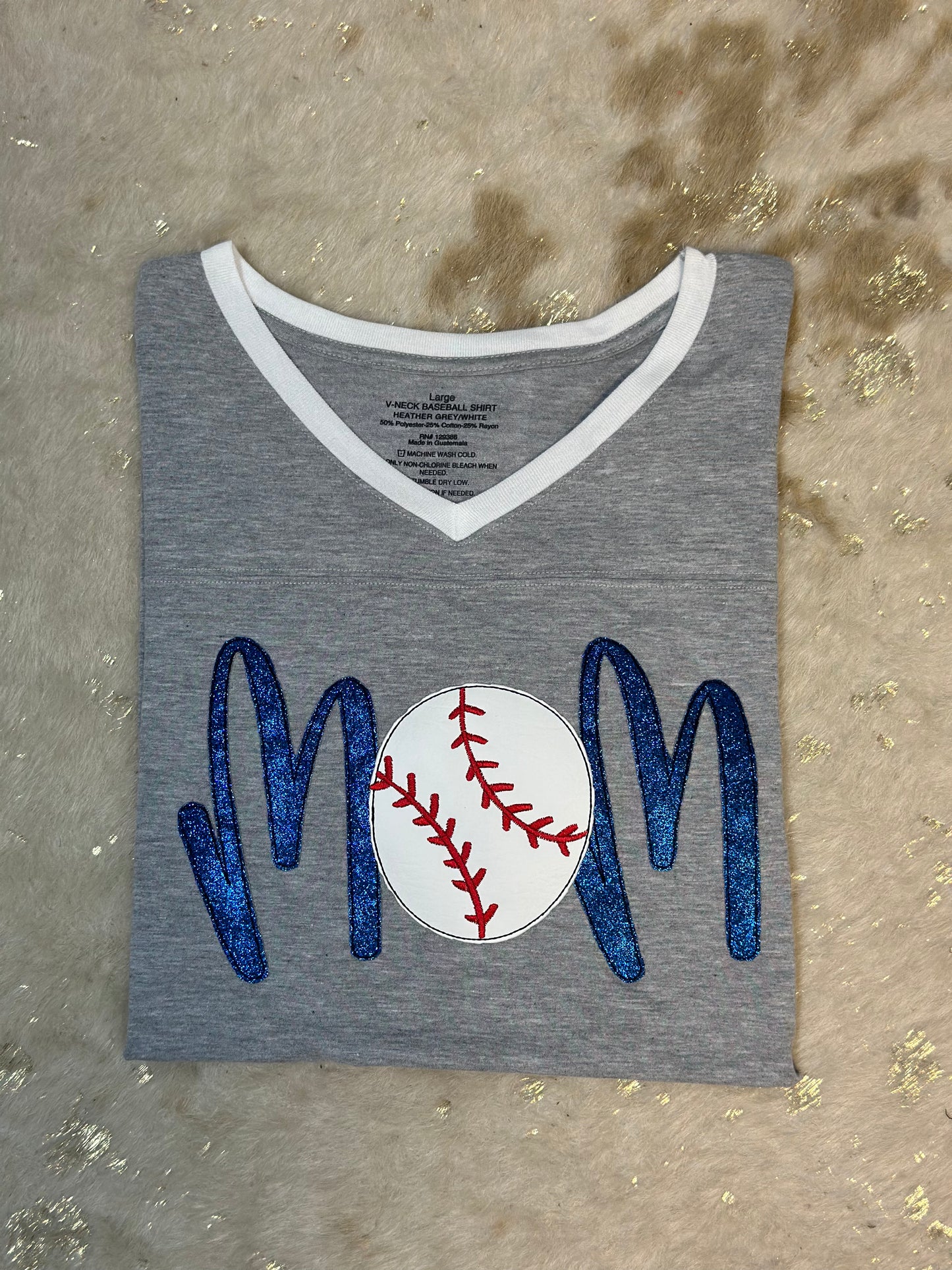 "MOM" Baseball Applique Tee