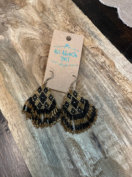 Black & Gold Beaded Earrings