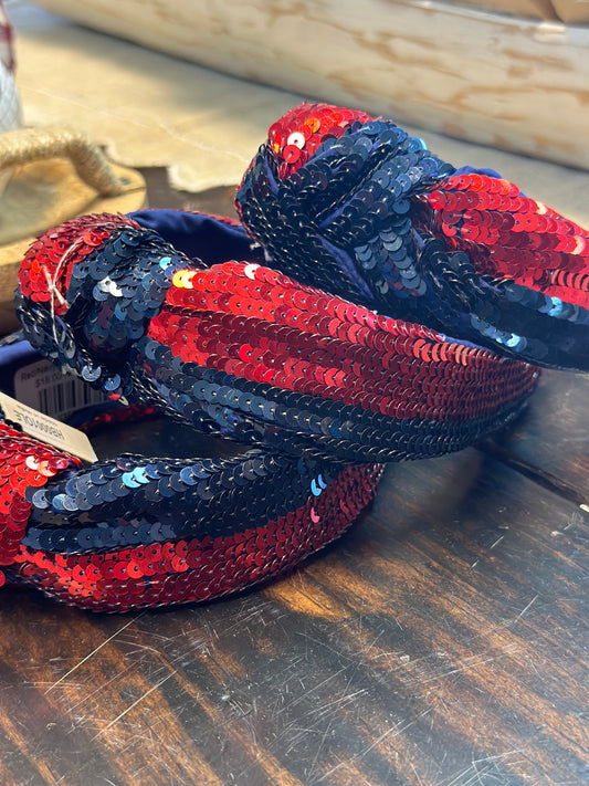 Red/Navy Sequin Headband