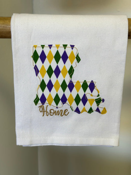 Louisiana Mardi Gras Harlequin Hand Towel