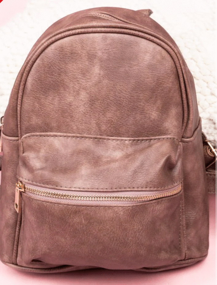 Blush Pink Small Vegan Leather Backpack