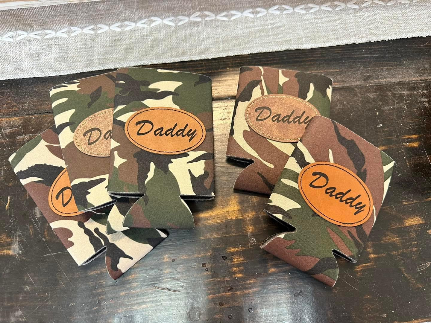 Camo "Daddy" Leather Patch Koozie