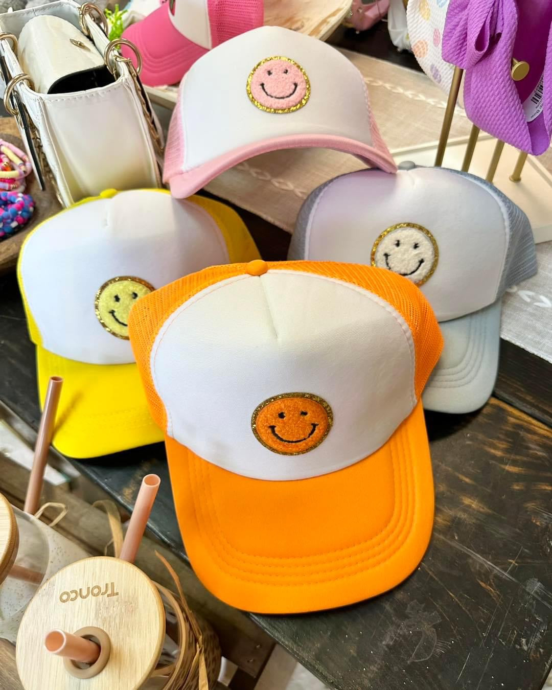 Chenille Smiley Patch Trucker Hat