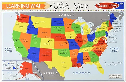 Reusable Learning Mat - U.S.A Map