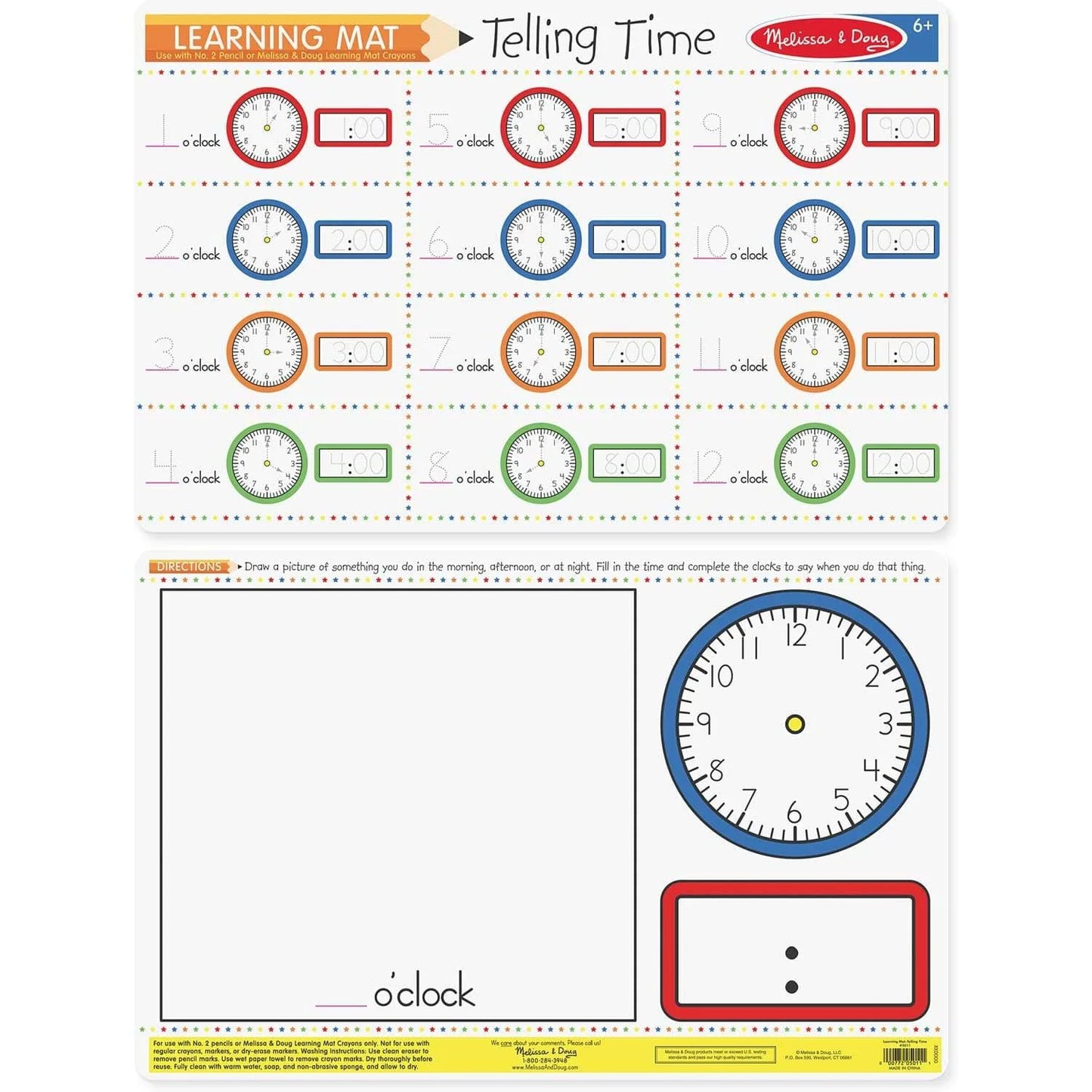 Reusable Learning Mat - Telling Time