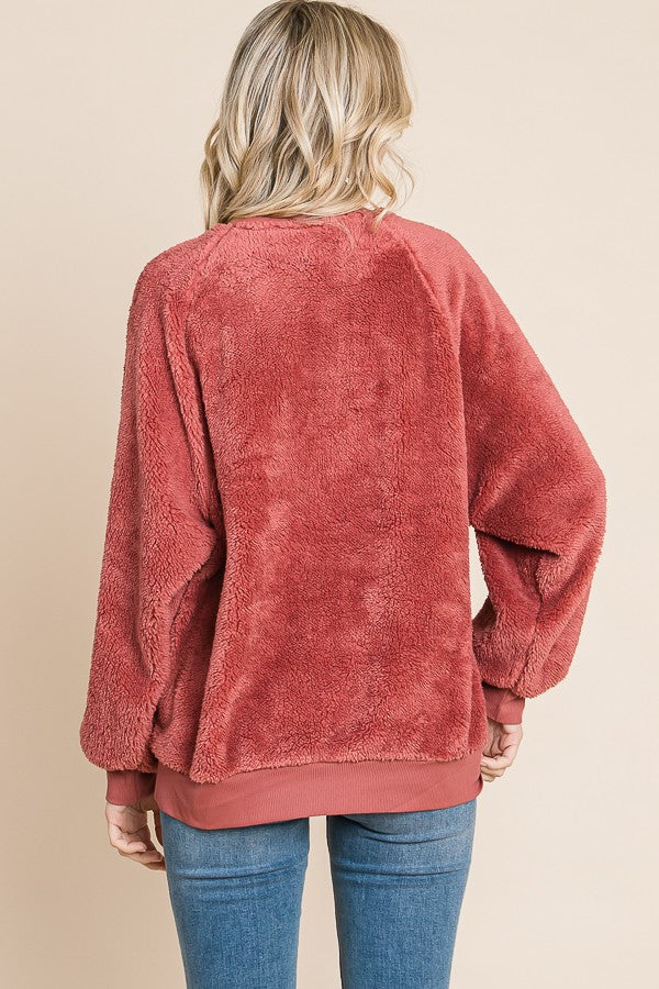 Faux Fur Crewneck Sweatshirt