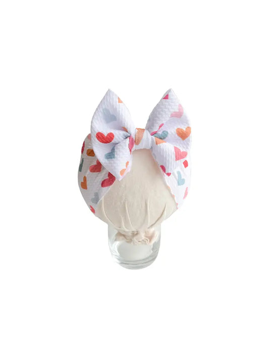 Multi Colored Heart Headwrap Bow