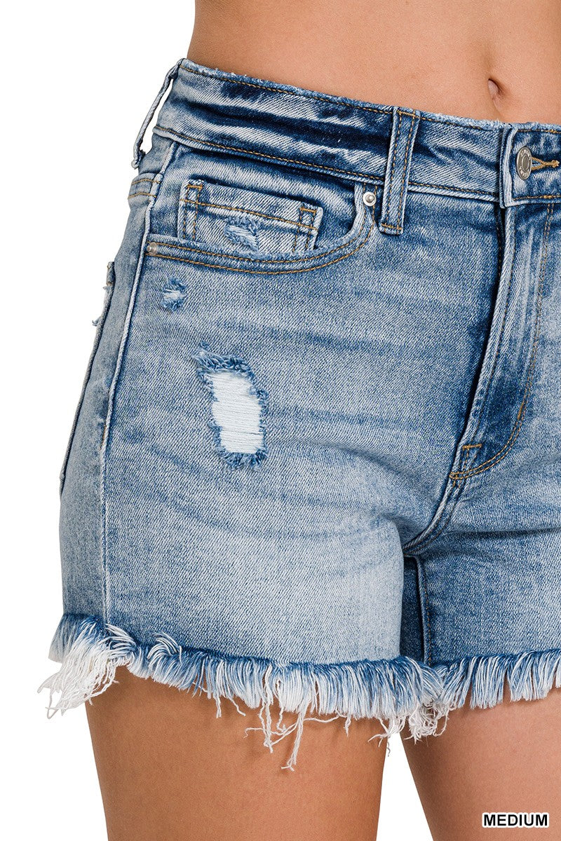 Frayed Distressed Denim Short