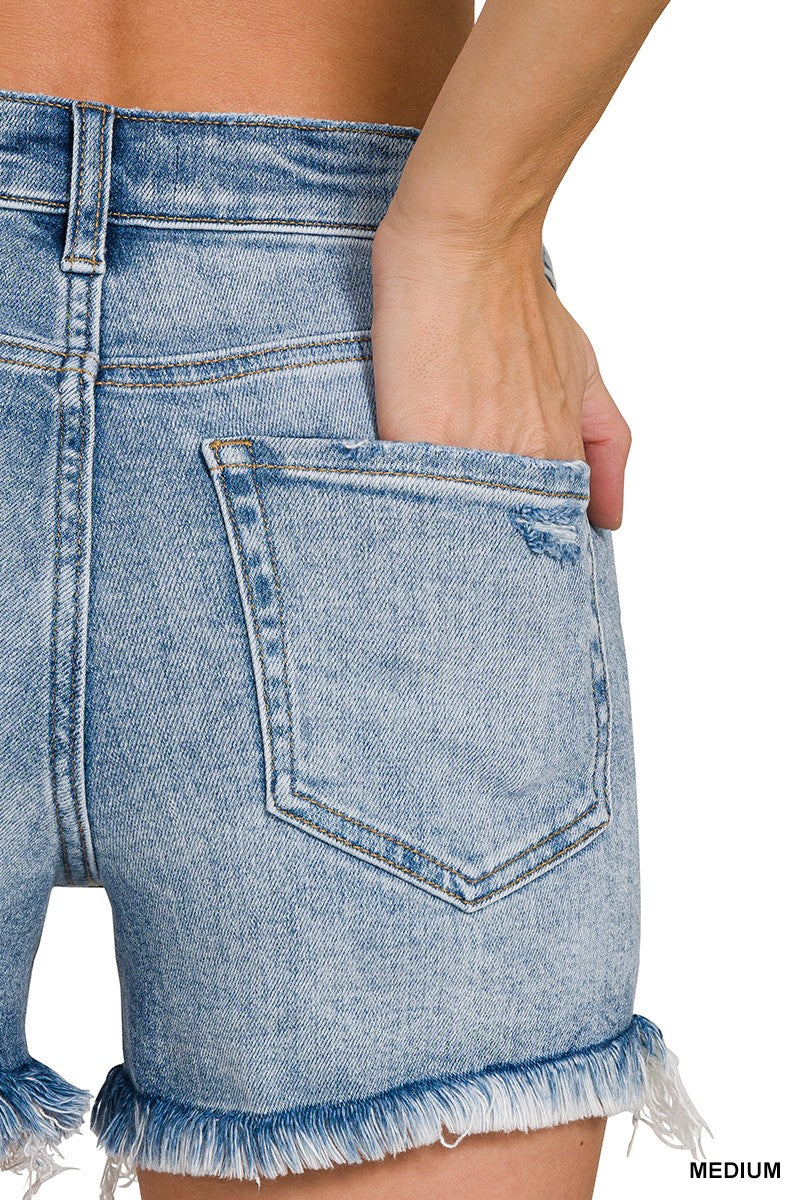 Frayed Distressed Denim Short
