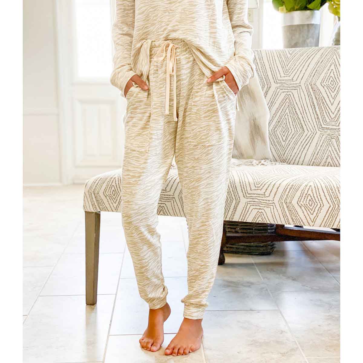 Cream Tiger Lounge Pants
